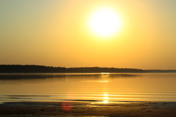 Fascinating sea landscape during sunset close-up