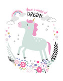Fototapeta Pokój dzieciecy - cute magical unicorn