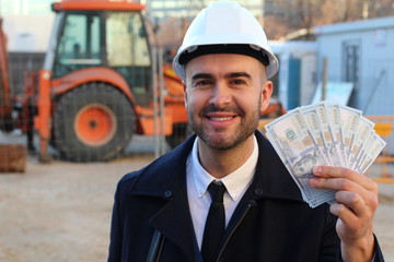 Architect with lots of cash in hand 