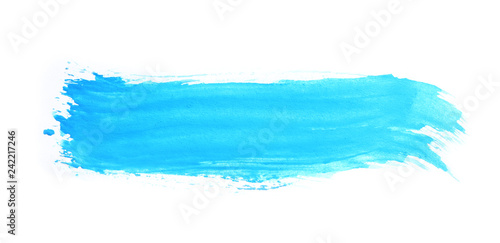 Abstract brushstroke of blue paint isolated on white © New Africa