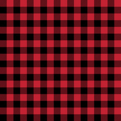 Wall Mural - Red and Black Buffalo Plaid Seamless Pattern - Classic buffalo style plaid design