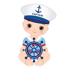 Vector Cute Baby Boy Dressed in Nautical Style