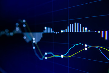 Stock exchange market graph on LED screen for business concept.