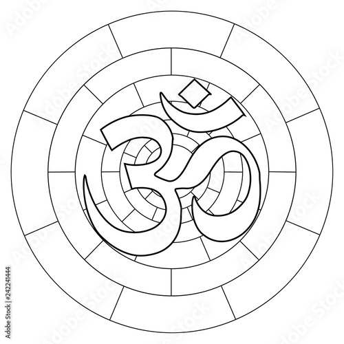 Buddhist Symbol Ohm Vector Illustration On White Background Om Coloring Page Stock Vector Adobe Stock