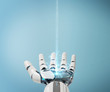 © sdecoret - White cyborg opening his hand 3D rendering