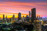 Fototapeta Miasto - Bangkok Skyscraper Cityscape at Twilight Time, Thailand.