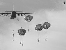 Israeli Army Paratroopers In A Day Training Jump- Israel
