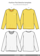 Poster - LONG SLEEVE T-SHIRTS fashion flat technical drawing template