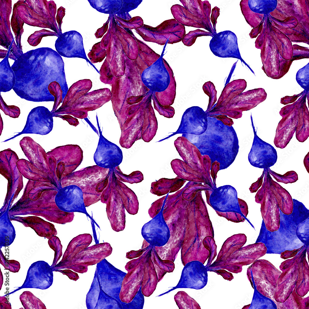 Watercolor Vegan Pattern. Seamless Hand Drawn Vegetables. Healthy Food ...