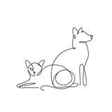 Fototapeta Tulipany - Dog line art logo