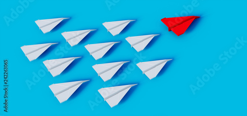 Cuadros en Lienzo Papierflieger Formation auf Türkis Rot