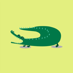 Wall Mural - Cute wild crocodile cartoon illustration