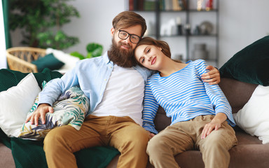 Wall Mural -  young family married couple at home