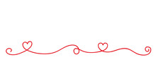Red Heart Tendril Border Isolated On White Background Vector Illustration EPS10
