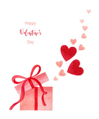 Wall Mural - Happy Valentine's day watercolor vector illustration.