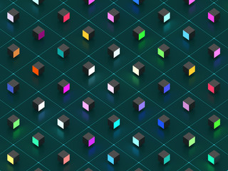 Poster - background of glowing colored cubes