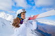 © ZoomTeam - Happy Young Woman Skier Enjoying Sunny Weather In Alps Stock Photo