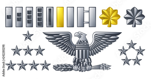 Fotografía Military American army officer ranks insignia badges icons