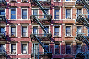 Wall Mural - New-York building facades with fire escape stairs