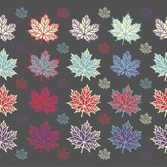 Wall Mural - Maple leaves seamless  pattern on grey bg