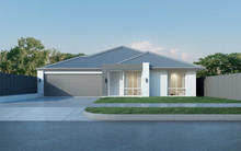 View Of Modern House In Australian Style On Blue Sky Background,Contemporary Residence Design. 3D Rendering.