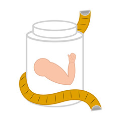 Sticker - Isolated protein bottle with a measuring tape. Vector illustration design