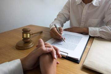 Lawyer working on the table in office. consultant lawyer, attorney, court judge, concept.