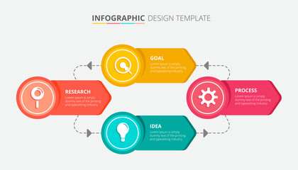 Wall Mural - Process infographic template design with 4 steps - Vector Illustration 