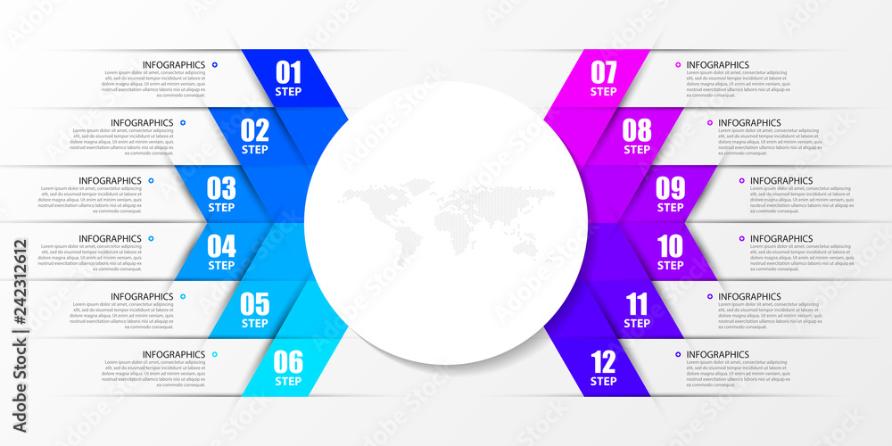 Infographic design template. Creative concept with 12 steps - obrazy, fototapety, plakaty 