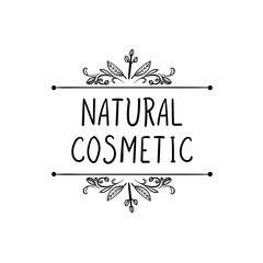 Wall Mural -  Vector Natural Cosmetic Logo, Hand Drawn Doodle Frame on White Background, Beauty Product.