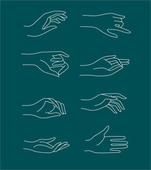 Wall Mural - vector icon and logo female beauty hand. editable outline stroke size. line flat contour, thin and l