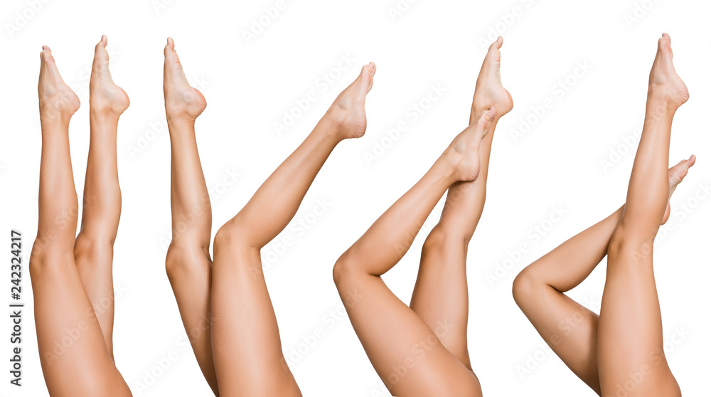 Naked woman posing with her beautiful legs - obrazy, fototapety, plakaty 
