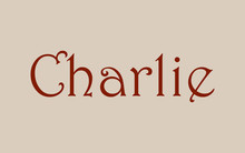 Charlie Male Name. Vintage Hystorical Typeface Art Design. Lineage Concept. Old Style Sign. Vector Illustration
