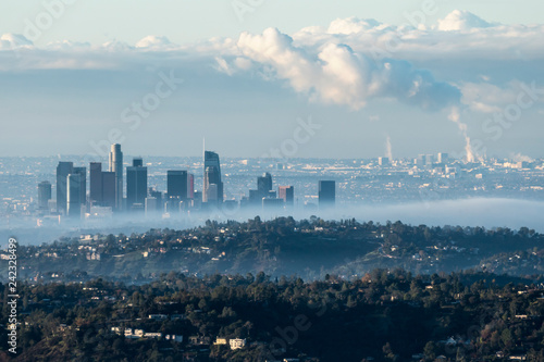 Foggy morning skyline view ...