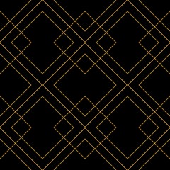 Wall Mural - Tile vector pattern with golden ornament on black background