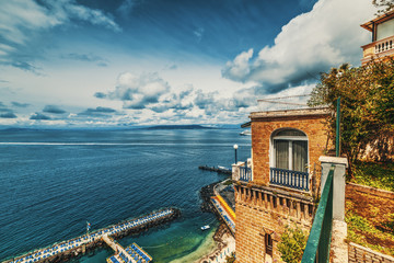 Wall Mural - World famous Sorrento coastline on a cloudy day