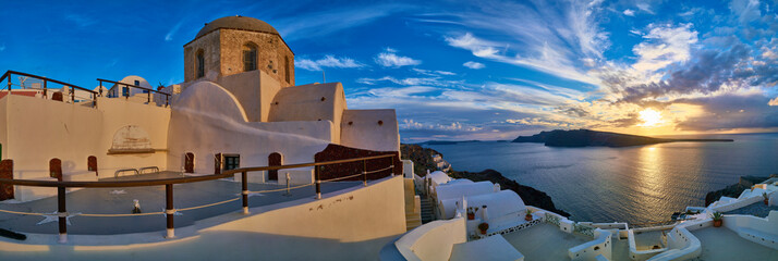 Wall Mural - Panorama of Santorini during sunset