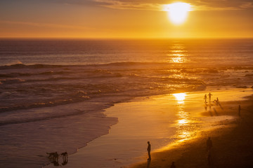 Wall Mural - Sunset on the Pacific Ocean coastline, Santa Cruz, California