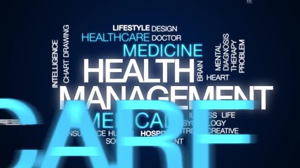 Poster - Health management animated word cloud. Kinetic typography.