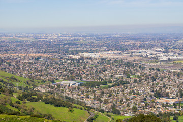 Wall Mural - Aerial view of San Jose from Santa Teresa county park on a clear day, California