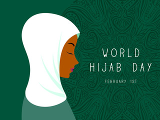 Wall Mural - World Hijab Day. Muslim woman in hijab vector illustration