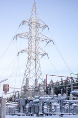 High-voltage support General view with substation