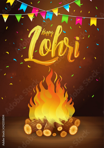 Fotografia, Obraz Happy Lohri holiday banner, greeting card, Punjabi festival celebration, party i
