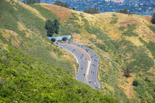 Aerial View Of The Entrance To Robin Williams Tunnel, Marin County, San Francisco Bay Area, California