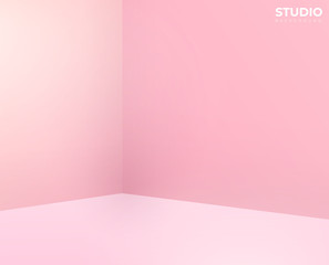 Wall Mural - empty pink studio room, used as background for display your products - vector illustration