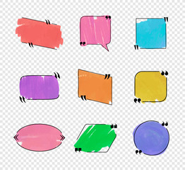 Wall Mural - Vector Colorful Quote Frames, Different Colors Set, Marker Strokes on  Transparent Background.