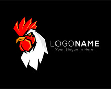 Modern Chicken , Rooster In Black Background Template Logo Design Inspiration