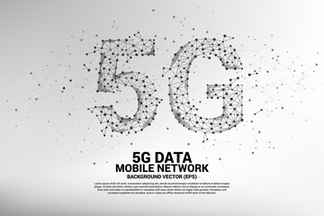 Poster - Vector Polygon dot connect line shaped 5G mobile networking. Concept for mobile sim card technology and network.