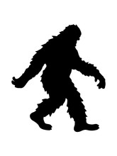 Gehender Laufender Seitlich Bigfoot Silhouette Comic Yeti Monster Cartoon Affe Groß Fabeltier Schnee Weiß Menschenaffe Lustig Riese Berge Winter Clipart Design