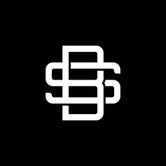 Canvas Print - Initial letter S and B, SB, BS, overlapping interlock monogram logo, white color on black background